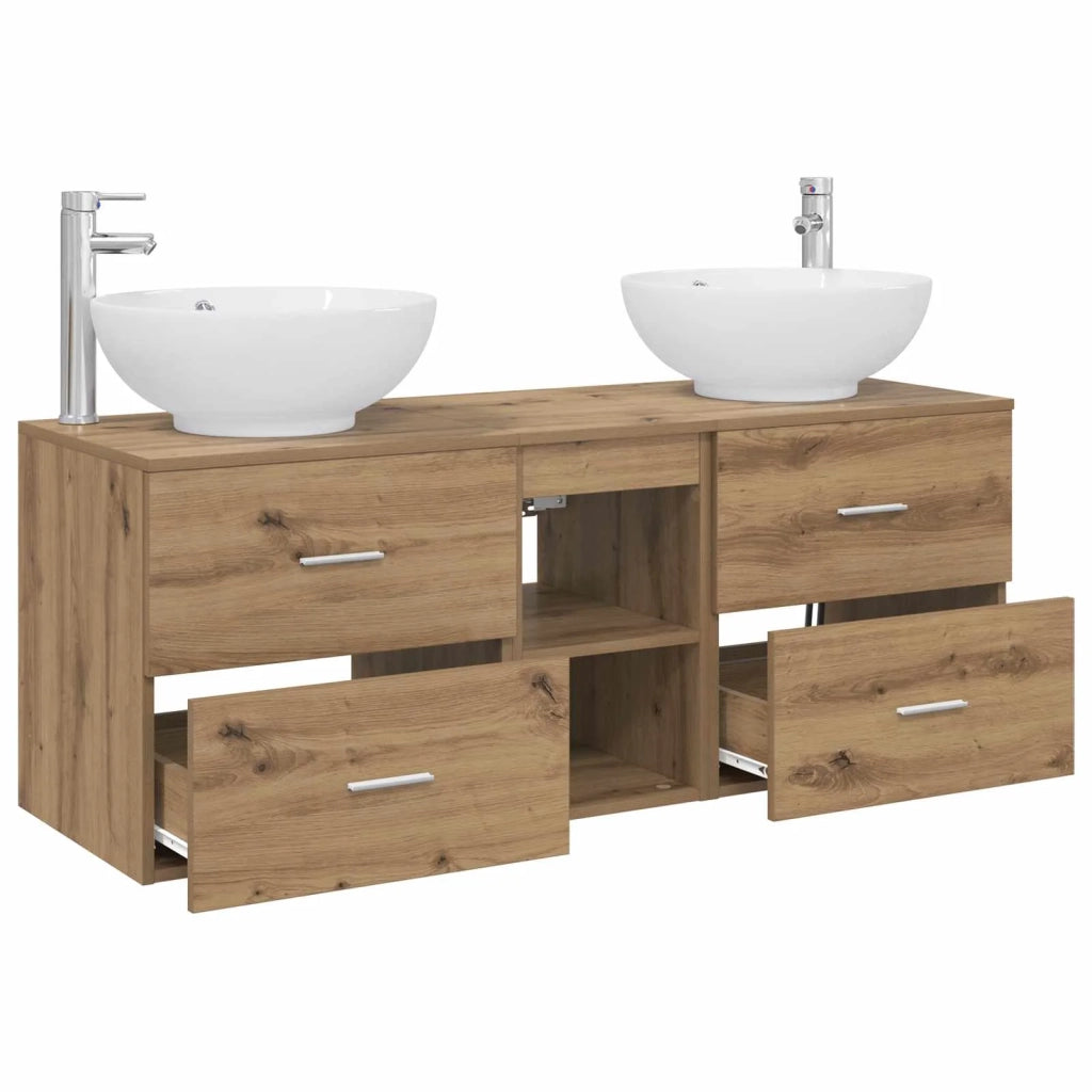 Set di mobili per il bagno 3 pz Rovere Artigianale 3405906