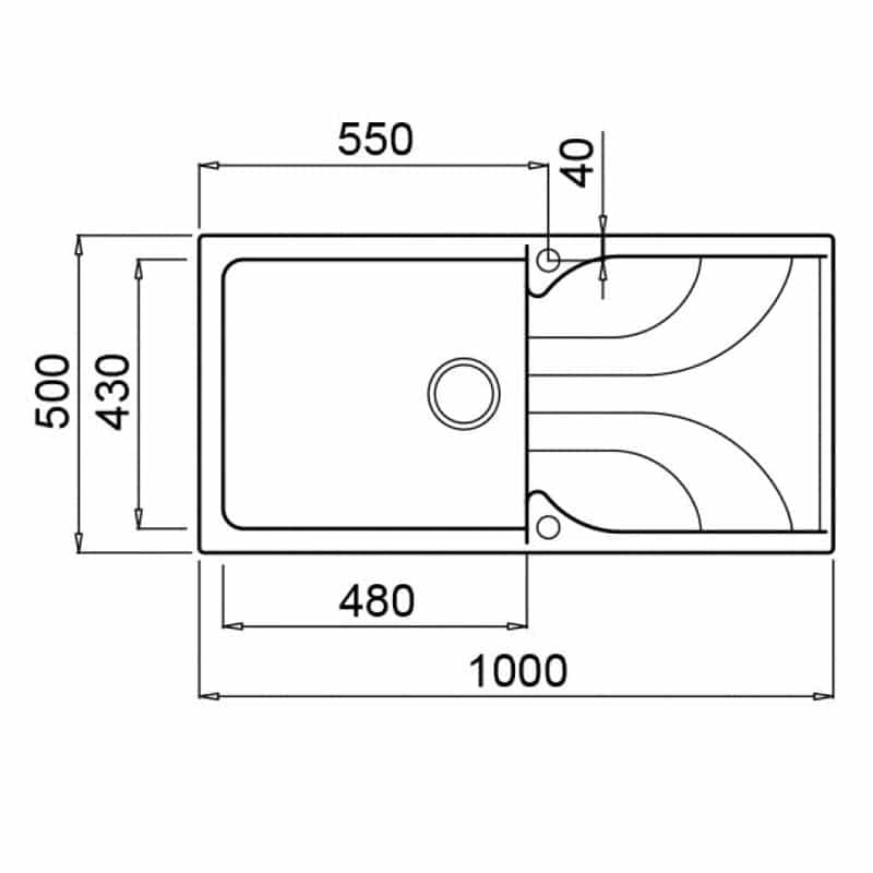 Lavello Elleci Incasso 1 vasca 100x50 Ego 480 Metaltek Grigio Titanium LME48073