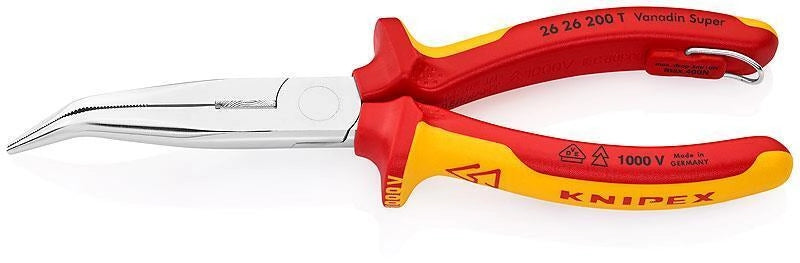 Knipex 26 26 200 T Pinza a becchi mezzotondi con tronchese laterale impugnature isolate VDE 200 mm colore Arancione Rosso