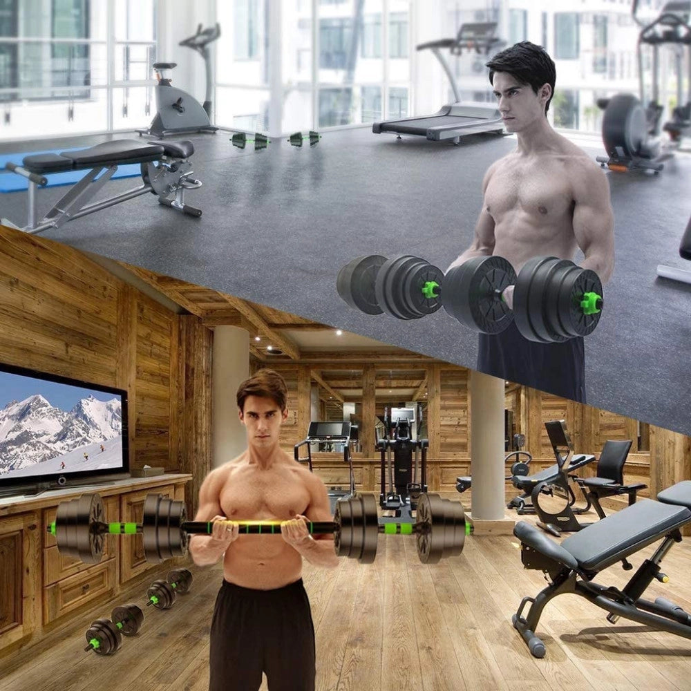 Trade Shop - Kit 2in1 Bilanciere + Manubri Con Pesi Regolabili Componibili Tot 40 Kg Palestra -
