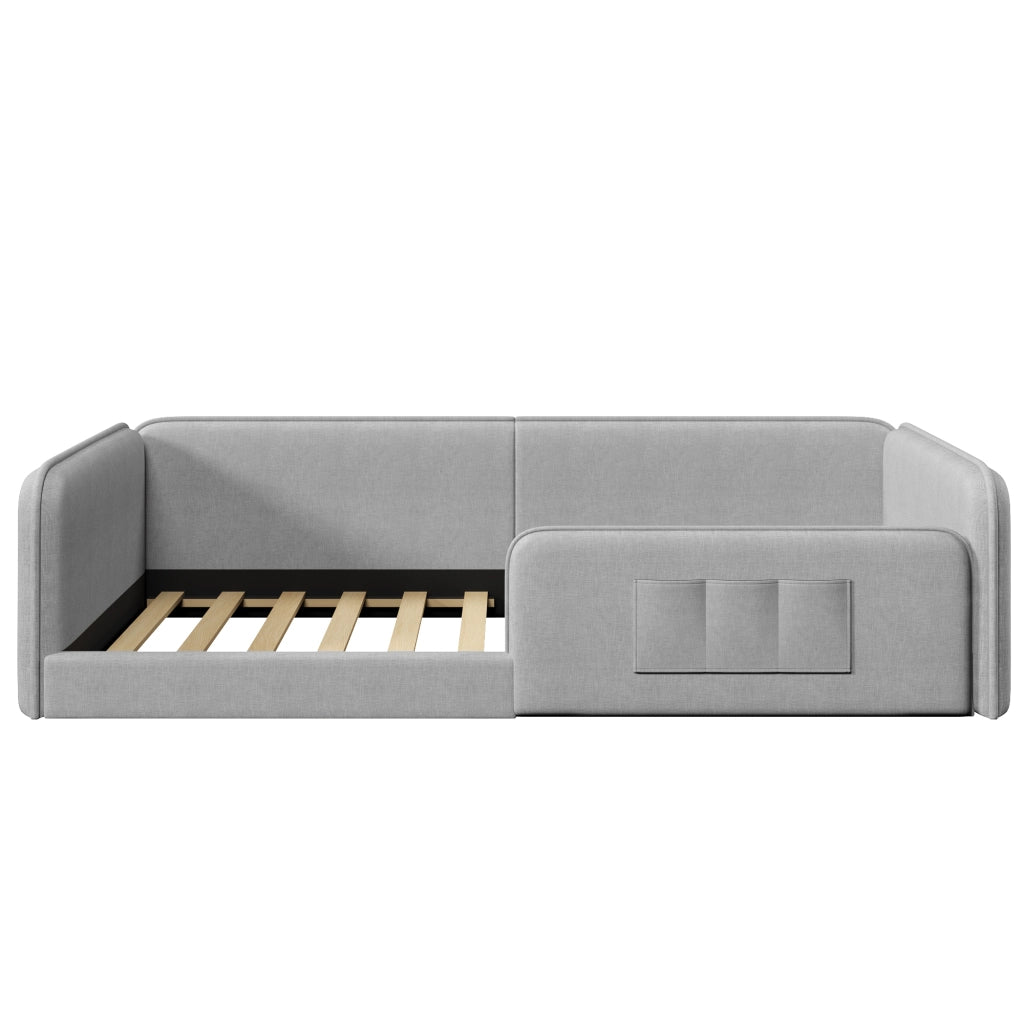 Letto 140x200 cm - Letto imbottito,Copriletto in lino,grigio