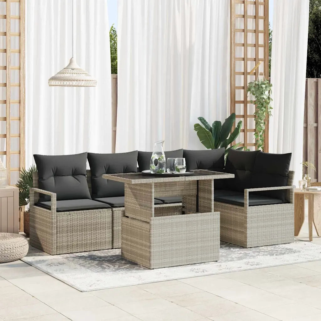 Set Divano da Giardino 6 pcs Grigio chiaro polyrattan 3348828