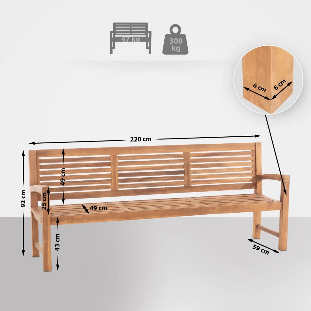 Teakbank Halden 220 cm