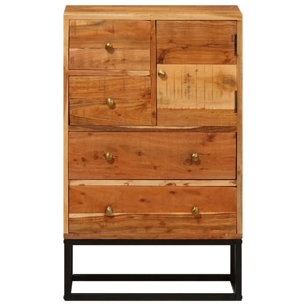 Cassettiera Naturale 55 x 30 x 90 cm Legno di Acacia Massello 4104616