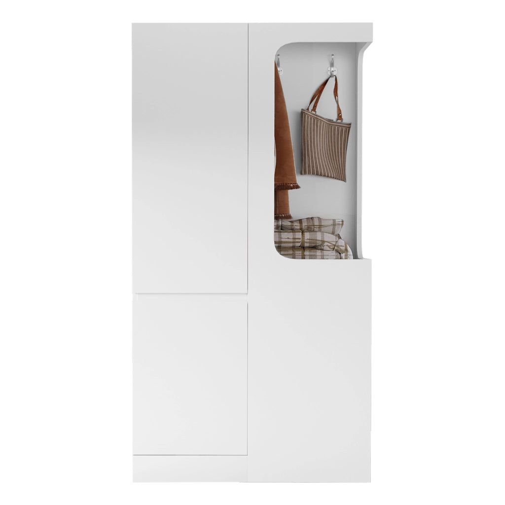 Armadio ¨C Minimal ¨C Bianco 70x40x170 cm con cassetti e riposti appendiabiti
