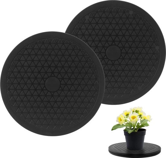Due rotelle universali, 25 cm piatto di acciaio inox, nero, piatto di rotazione universale a 360 gradi con cuscinetti a rulli in acciaio, rotella multifunzionale per laptop, monitor, TV, hobby, piante