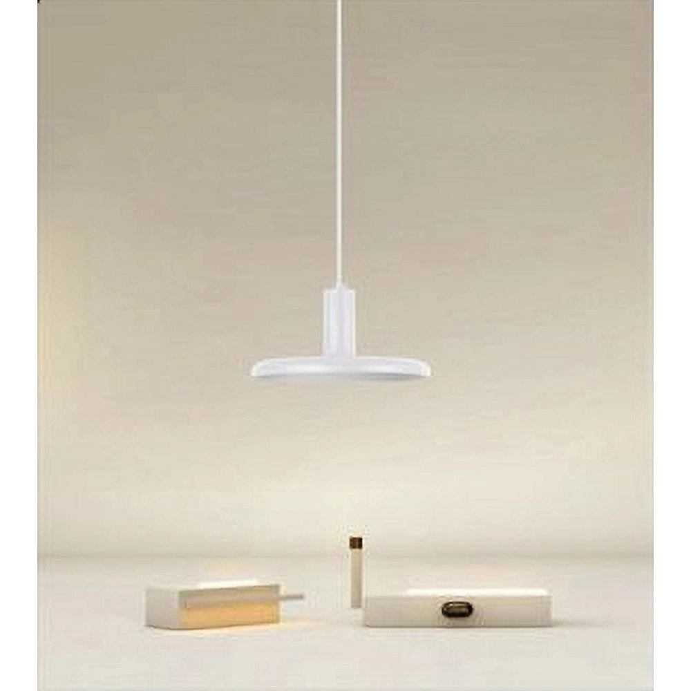 Trade Shop - Lampadario A Sospensione Design Moderno Con Paralume In Ferro Bianco E27 Ip20 33740 -