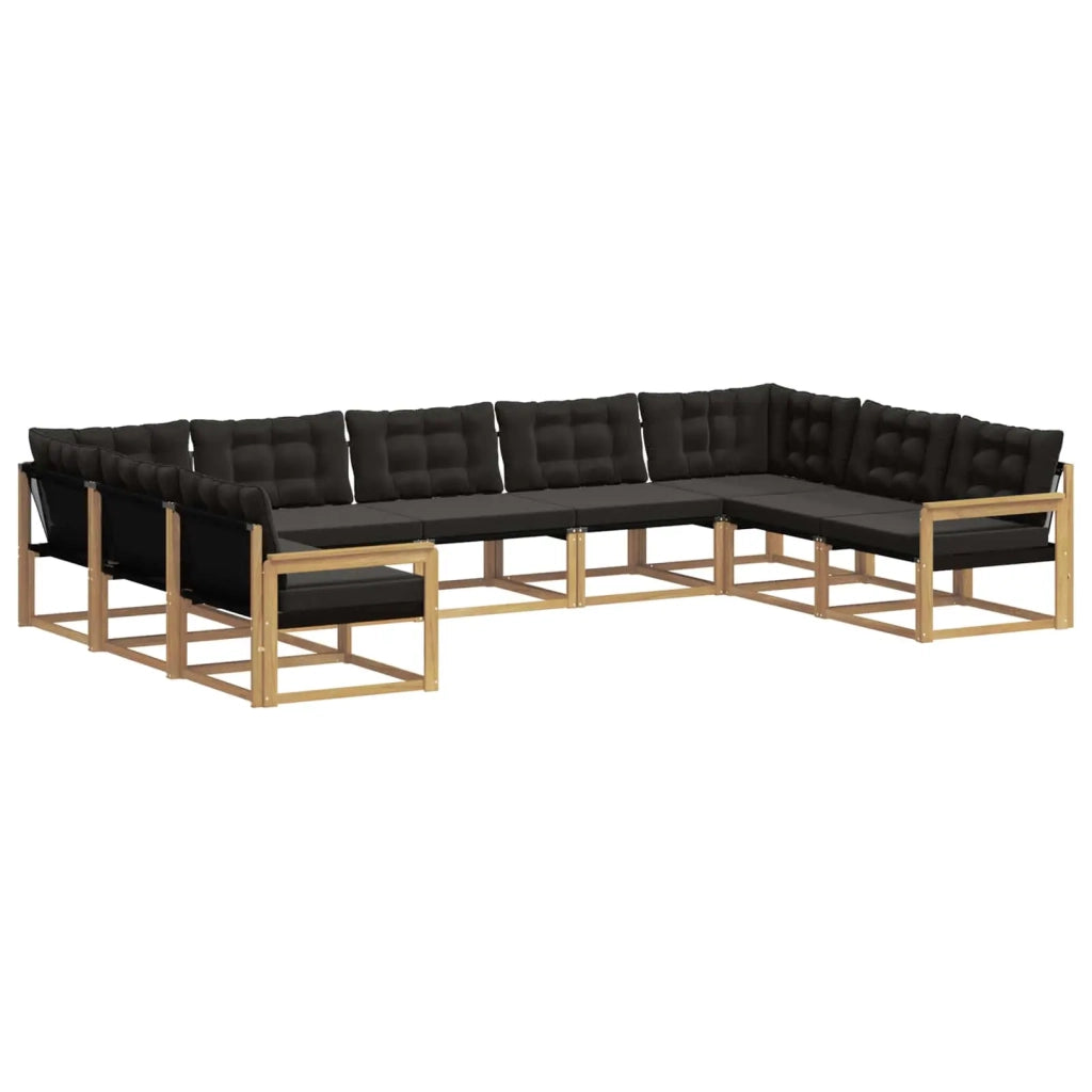 Set di divani da esterno con cuscino 9 pcs Bianco e Nero