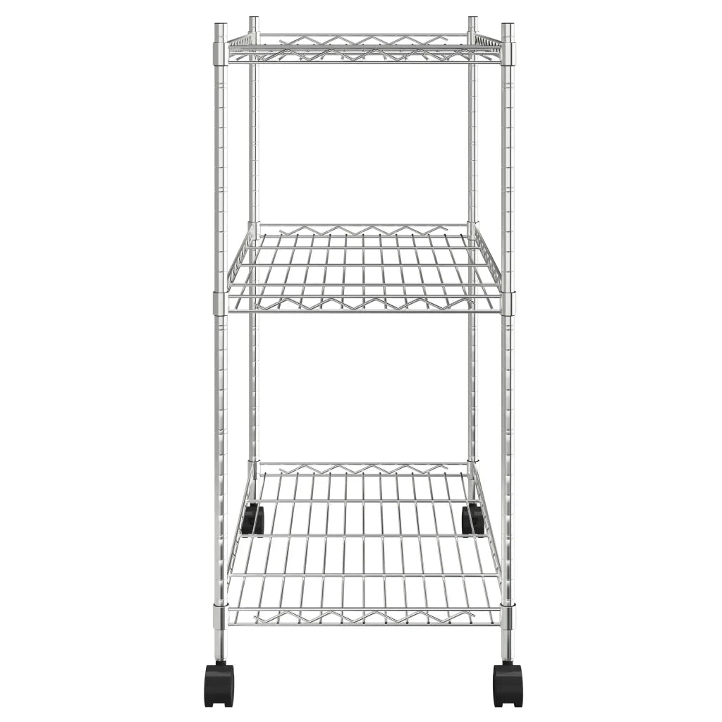 Scaffale a 3 Livelli con Ruote 60x35x81 cm Cromato 150 kg 324625