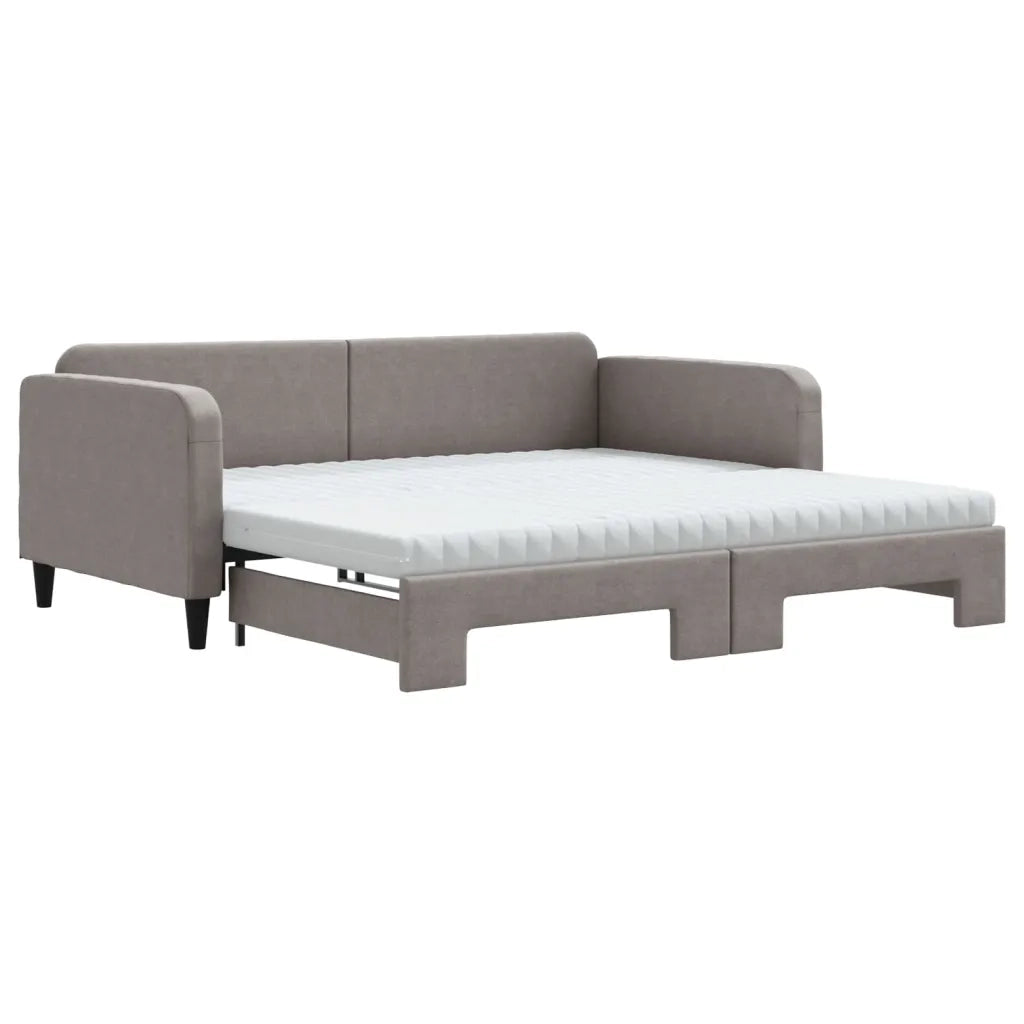 vidaXL Divano Letto Estraibile con Materassi Tortora 100x200cm Tessuto