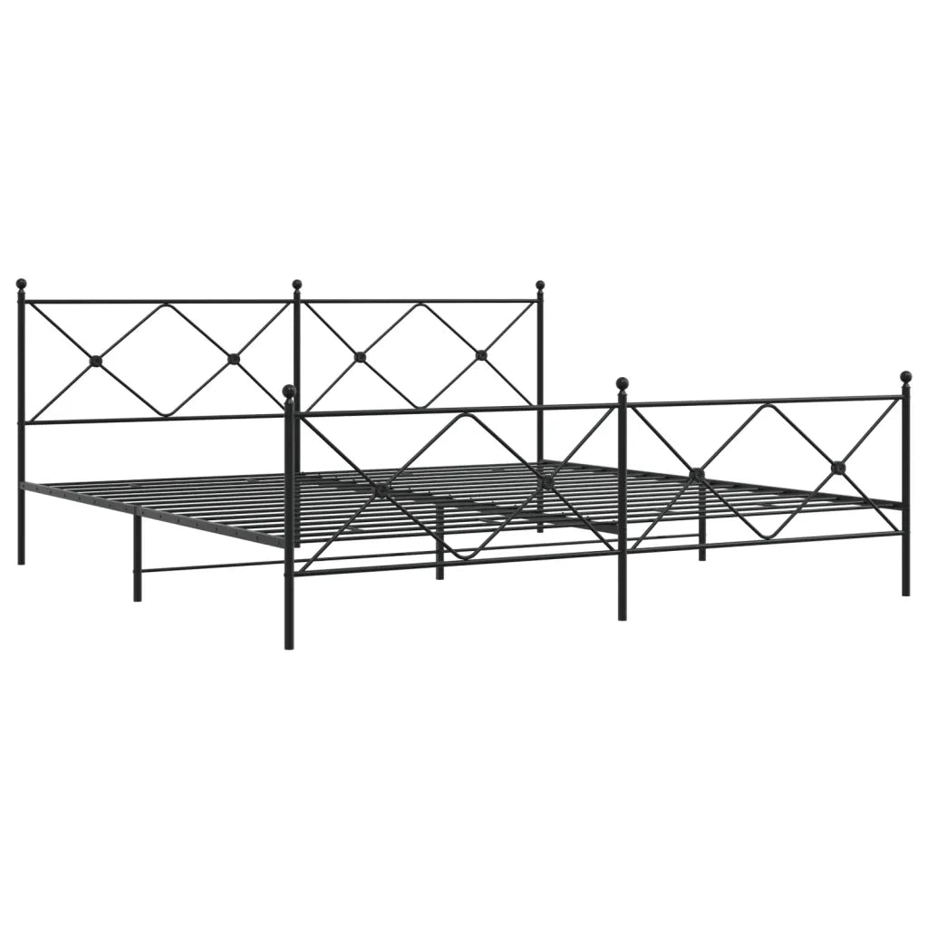 Giroletto con Testiera e Pediera-Struttura Letto Metallo Nero 193x203 cm 445983