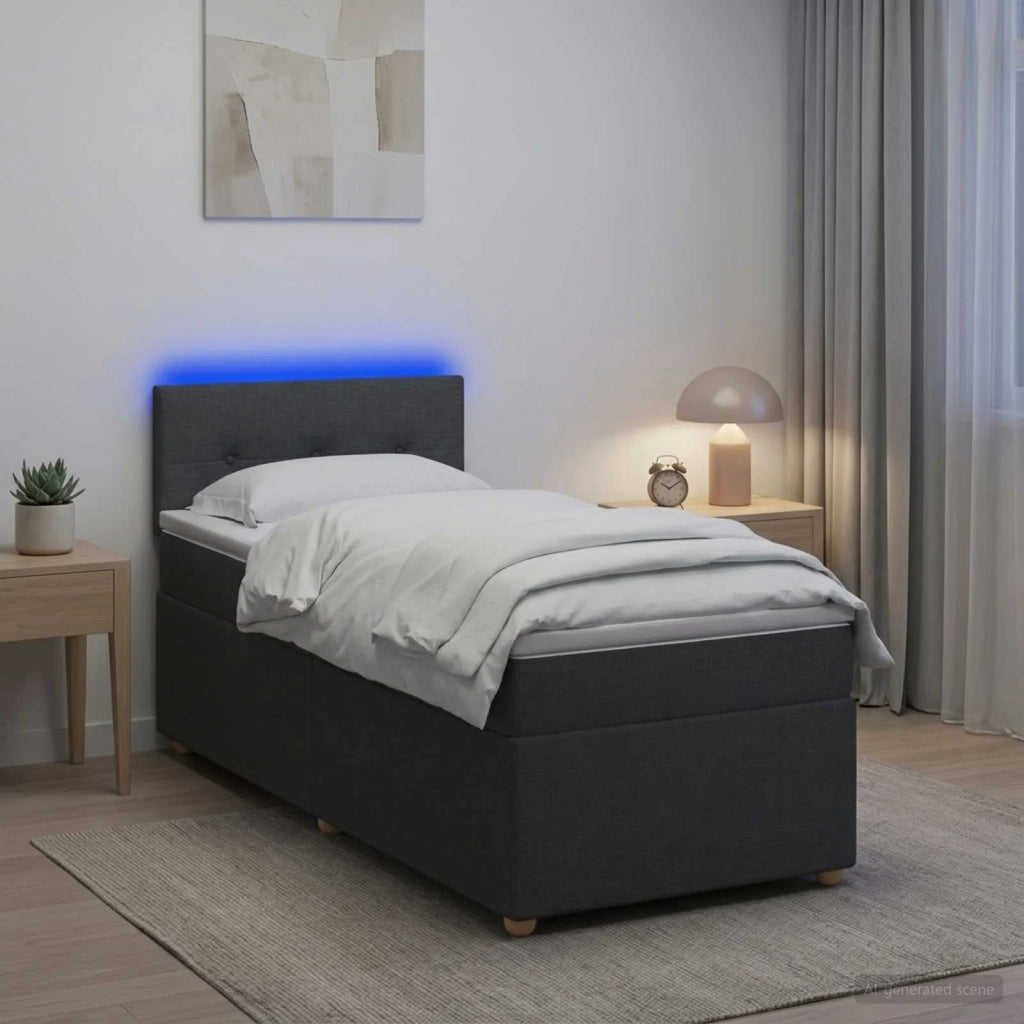 Letto box spring con materasso Grigio Scuro 80 x 200 cm Tessuto 3452290