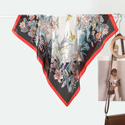 Elegante sciarpa/foulard da collo in seta con stampa floreale per donna, sciarpa piccola, raffinata e versatile, sciarpa quadrata di lusso discreto 73 cm