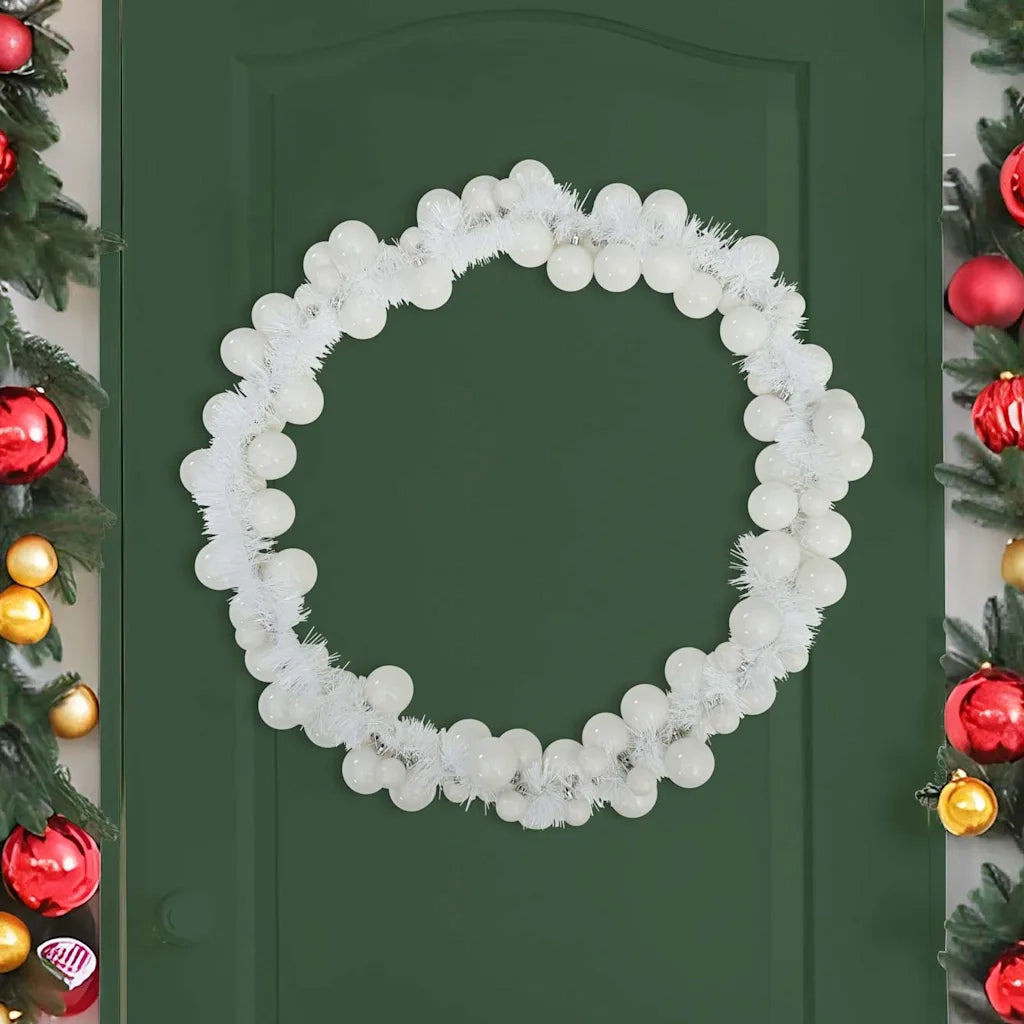Ghirlanda di Palline di Natale Bianco 186 cm Polistirolo 42019691