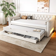 tagesbett imbottito lino mdf beige 90 x 200 cm