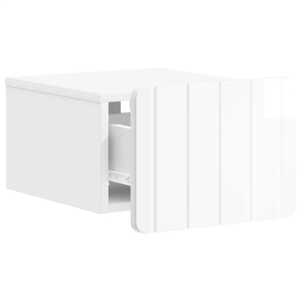 Mobiletto da notte a muro Bianco Lucido 33 x 34,5 x 24 cm 898263
