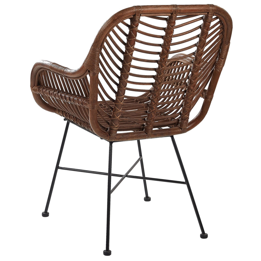 Poltrona in rattan Vimini marrone Gambe in metallo Nero Soggiorno Sala da pranzo