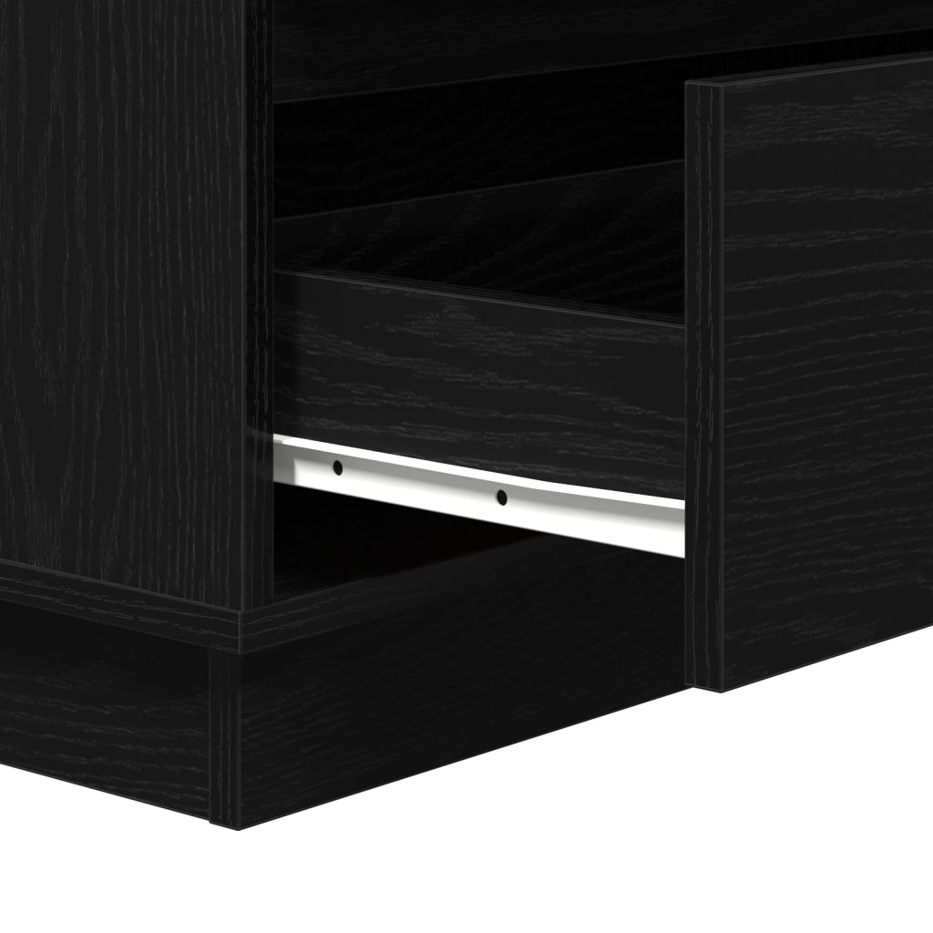 comodino  con LED a rovere nero 71x34,5x75 cm in legno ingegnerizzato