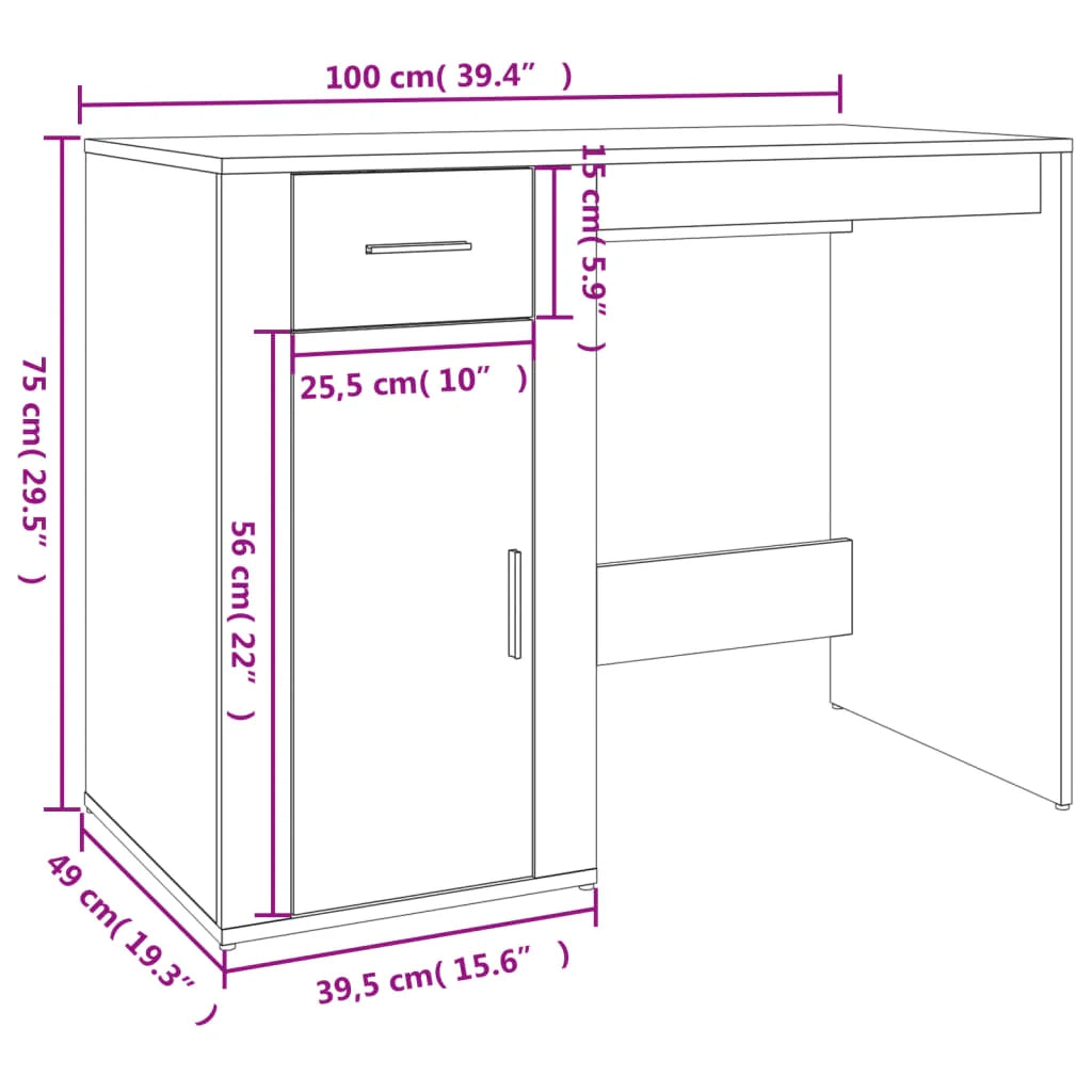 Scrivania da ufficio postazione di lavoro mobile per computer studio con mobiletto rovere affumicato legno marrone ingegnerizzato 02_0023385