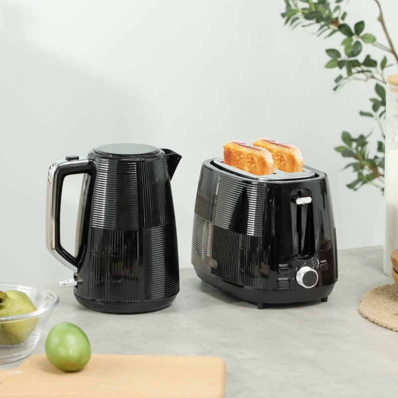 Set bollitore e tostapane, 1,7 L, varie funzioni, acciaio inox, nero