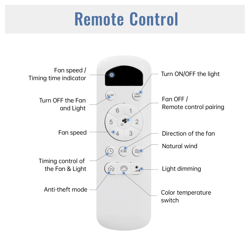 Ventilatore da soffitto con luce led 22w 107 cm 5 pale abs telecomando camera letto soggiorno sala da pranzo ufficio 220v