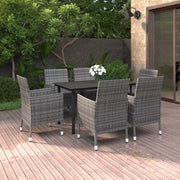 Set da Pranzo da Giardino 7 pz con Cuscini Polyrattan e Vetro 3099694