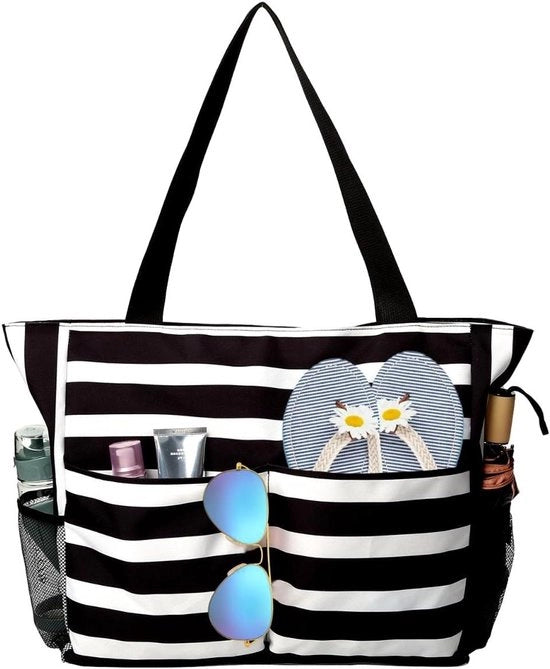 Borsa grande per donne con chiusura a zip - impermeabile e XXL - per spiaggia, viaggio, piscina e palestra