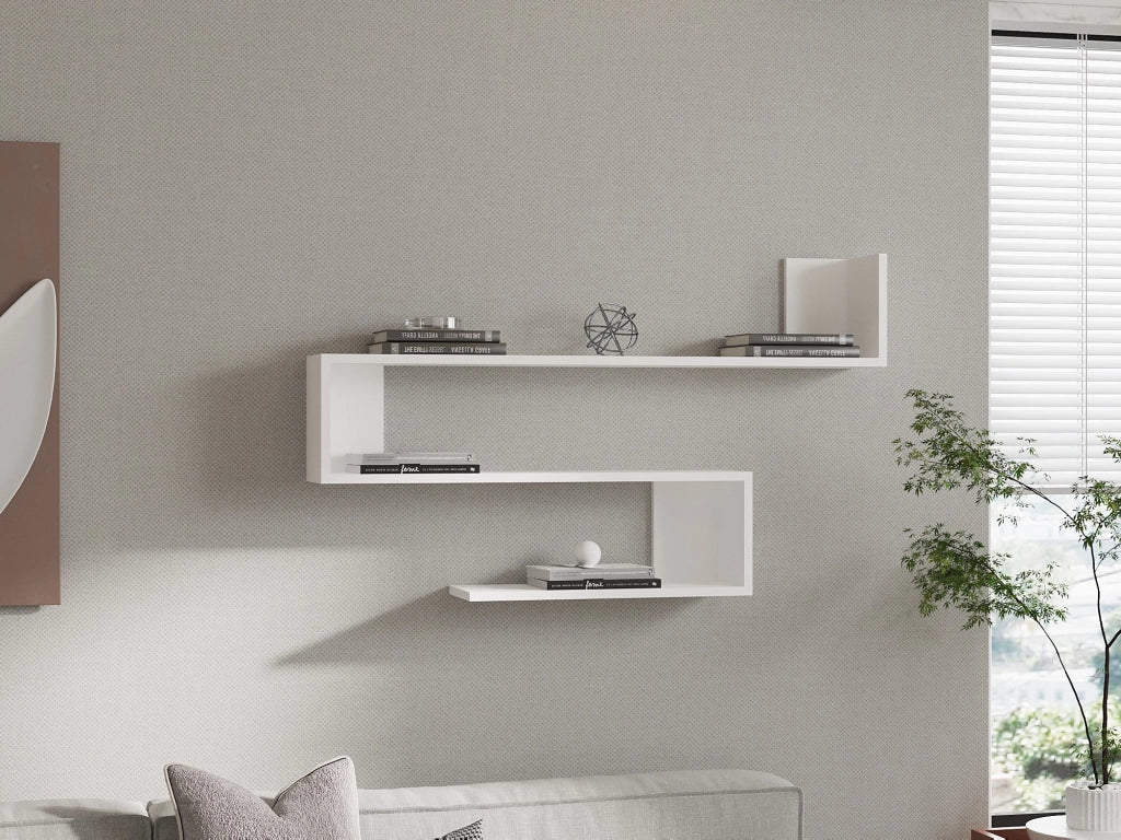 Mensola da parete in legno "Penne" - 120 x 20 x 71 cm - Bianco