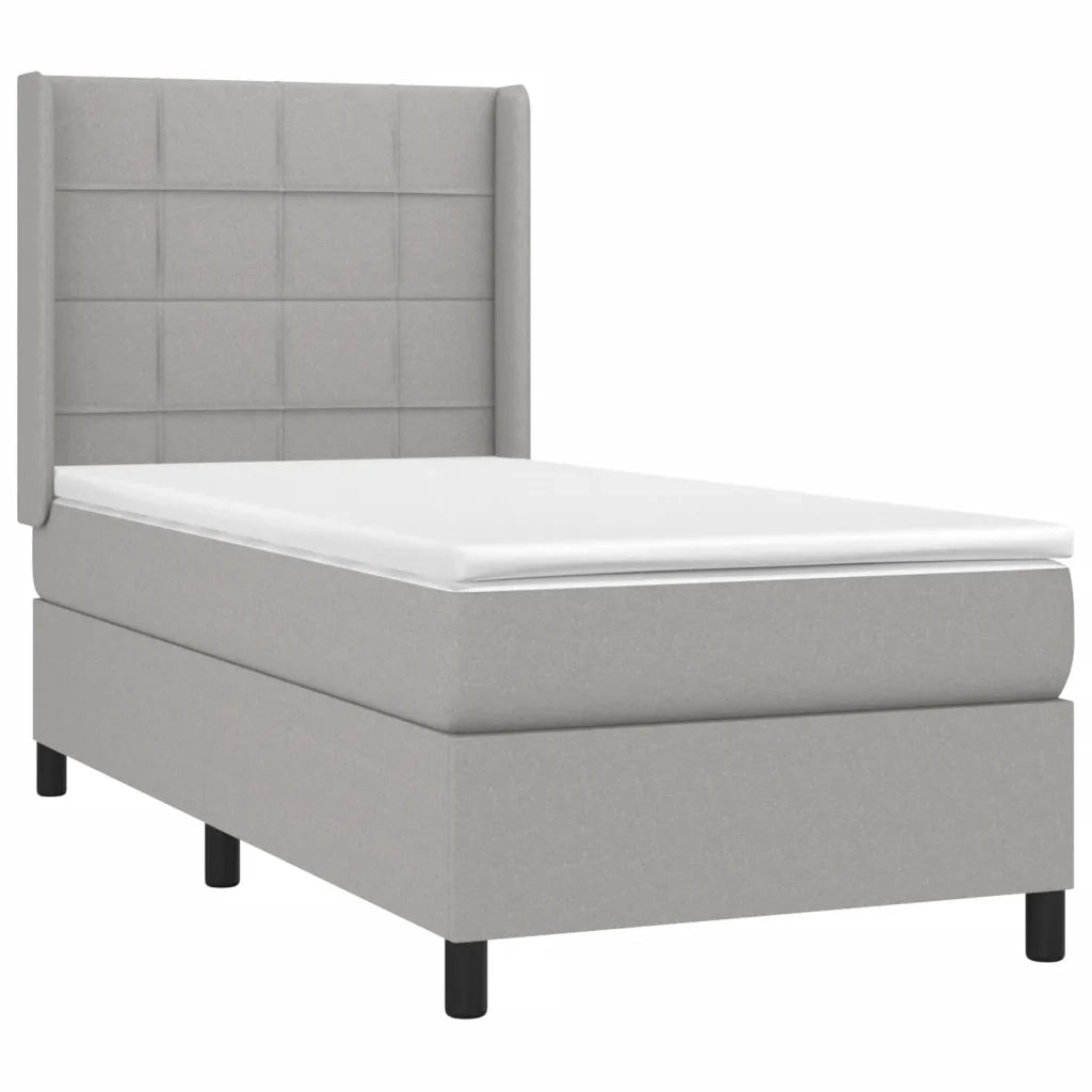 Letto a Molle Materasso e LED Grigio Chiaro 90x190 cm Tessuto 3138277