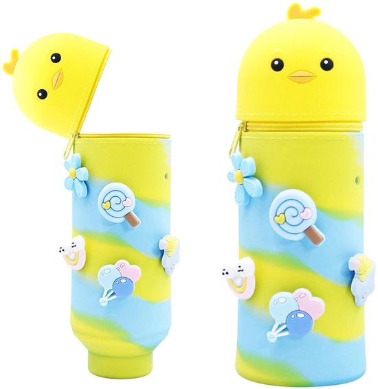 Etui 2-in-1 in silicone morbido, etui in piedi, contenitore per animali, etui cartoon per bambini (uccellino)