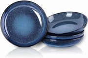 Set di Servizio Pasta e Insalata 40oz in Ceramica | Piatto Profondo e Ampio | Piatti da Cenone in Porcellana | Ciotola di Zuppa Blu | Resistenti al Lavastoviglie a Microonde | 25 Pollici Piatto Pianeggiante e Basso Design