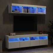 Mobili TV a Muro con LED 5pz Bianchi in Legno Multistratocod mxl 134269