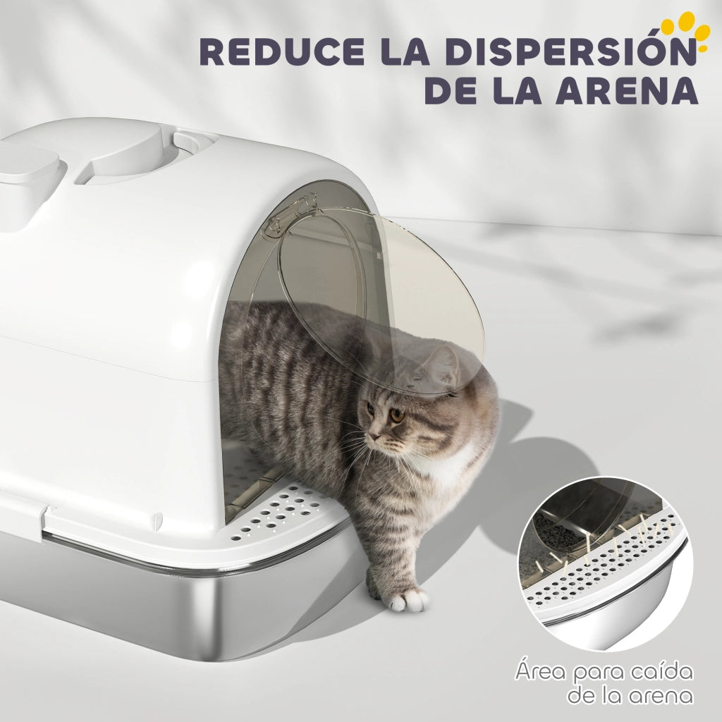 Arenero per Gatti ¨C zephmum ¨C 52.4x41.3x39.9 cm Bianco Acciaio Inox