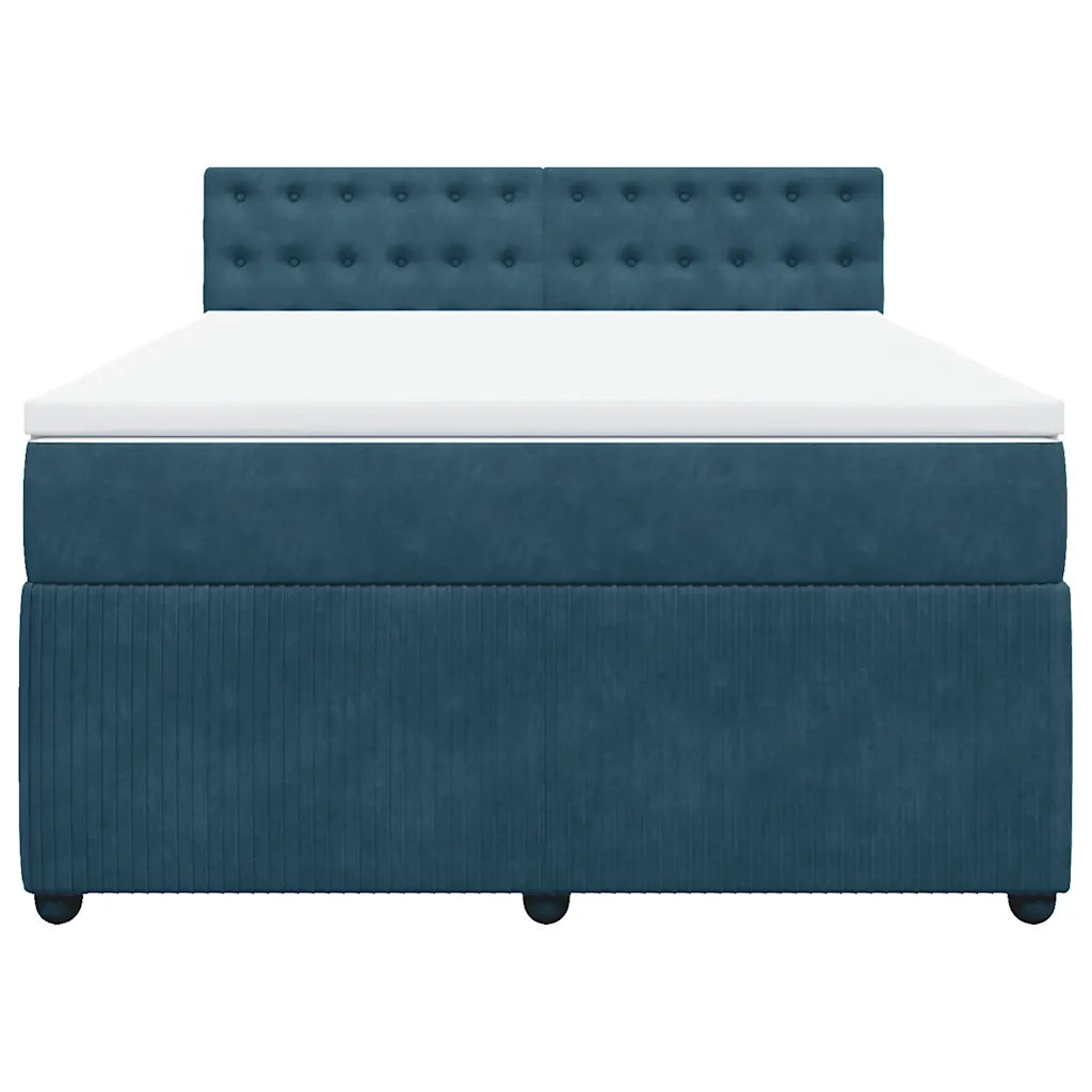 Giroletto a Molle con Materasso Blu 140x190 cm in Velluto
