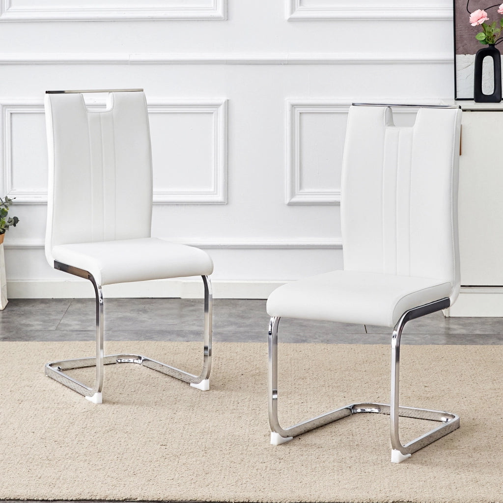 Set 2 Sedie da Pranzo in PU ¨C MINIMAL ¨C Bianche, Design Moderno