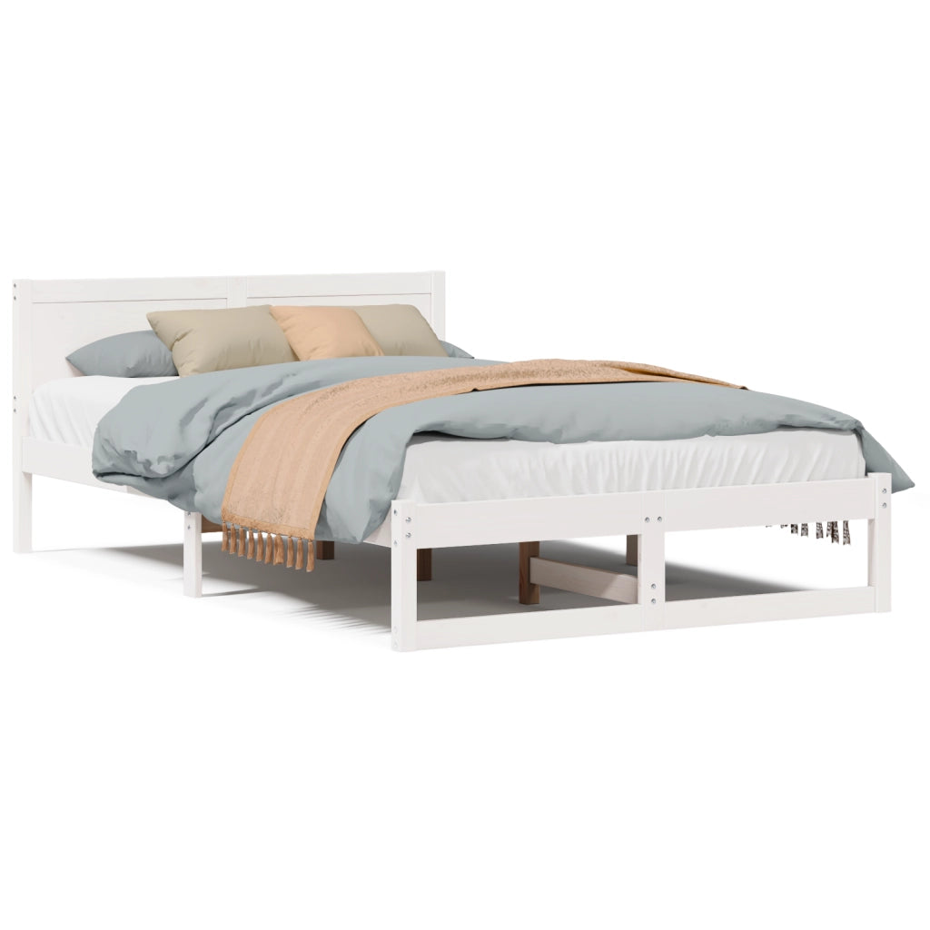 Rete Letto Bianca Legno Massello di Pino 135 x 190 cm