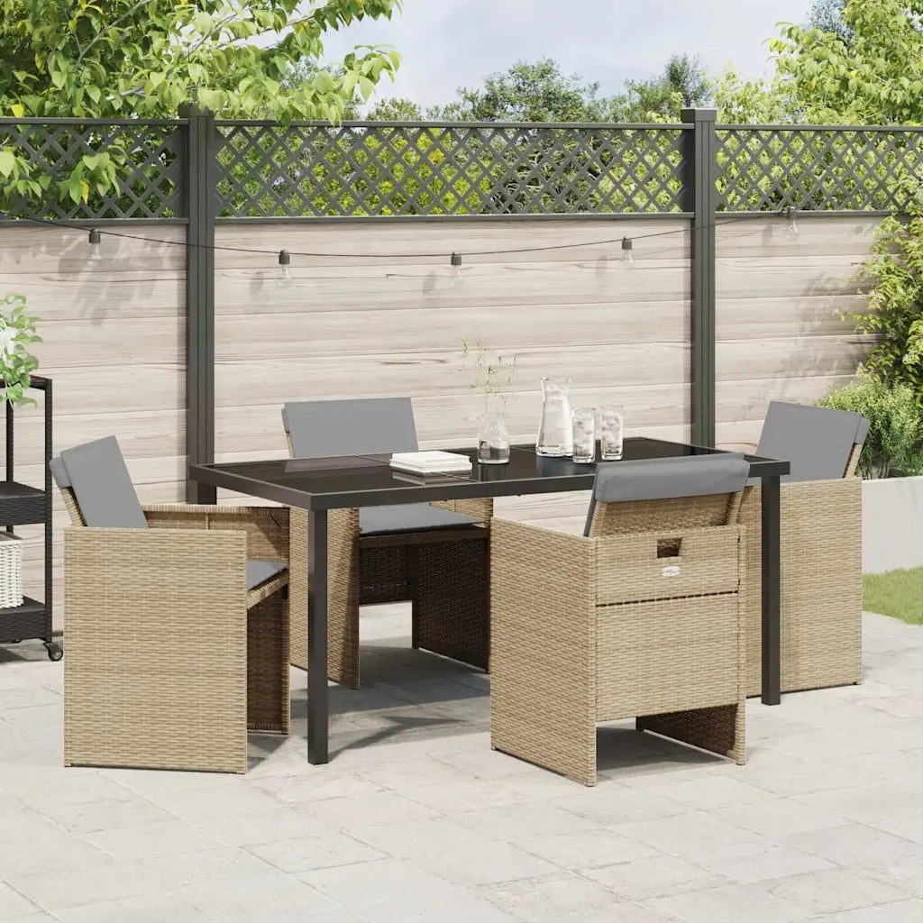 Set da Pranzo per Giardino 5 pz | Set Salotto da Giardino Beige polyrattan