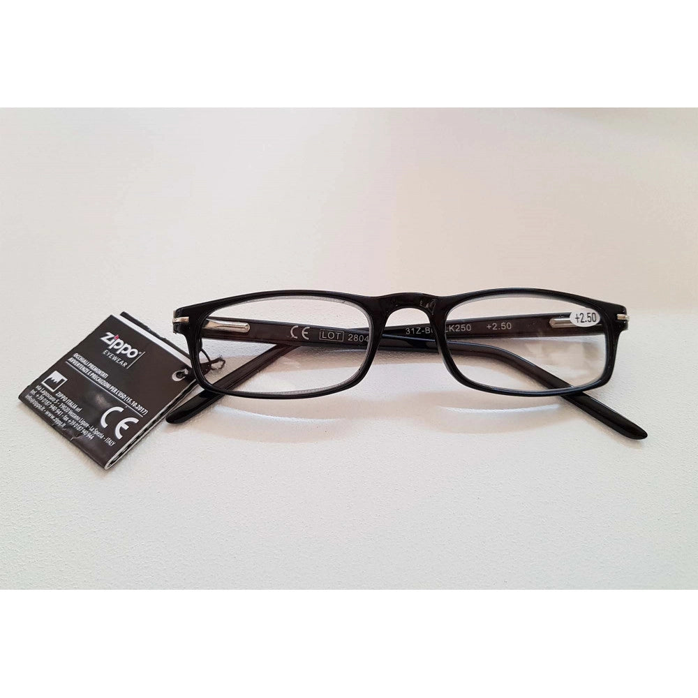 Zippo occhiali +2.50 da lettura con astuccio, colore  nero