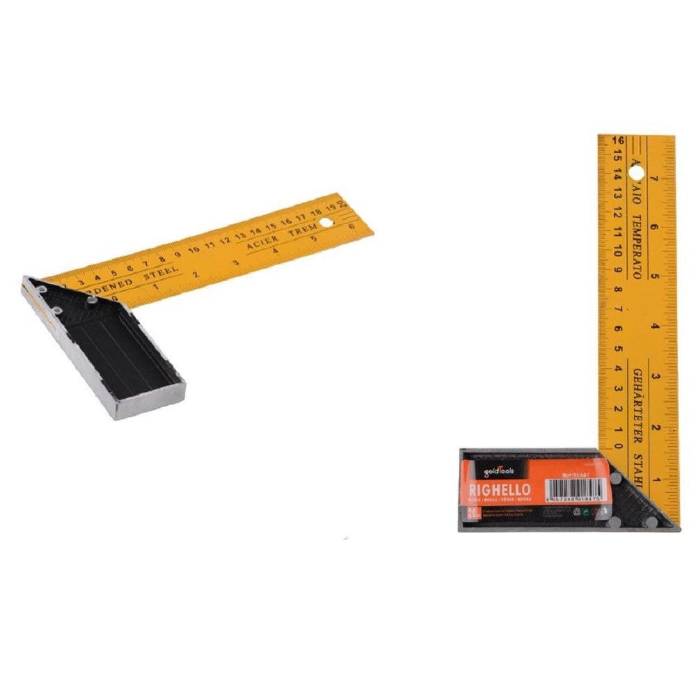 Trade Shop - Righello 20cm Metro Angolare A L Angolo Retto 90° In Acciaio Doppia Misura 91847 -
