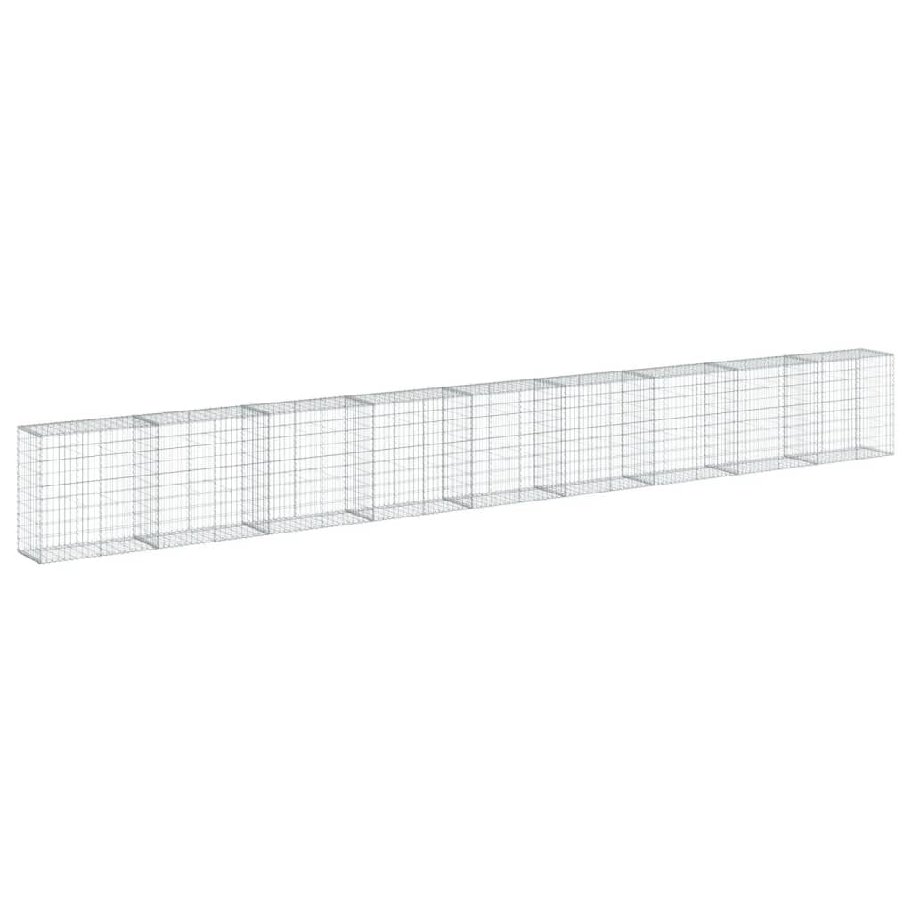 Gabbione recinto a gabbia muro di contenimento con coperchio 900 x 50 x 100 cm ferro zincato argento 02_0040213