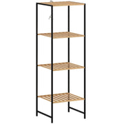 Scaffale da bagno 36，5 x 33 x 110 cm in bambù e acciaio naturale， 4 livelli