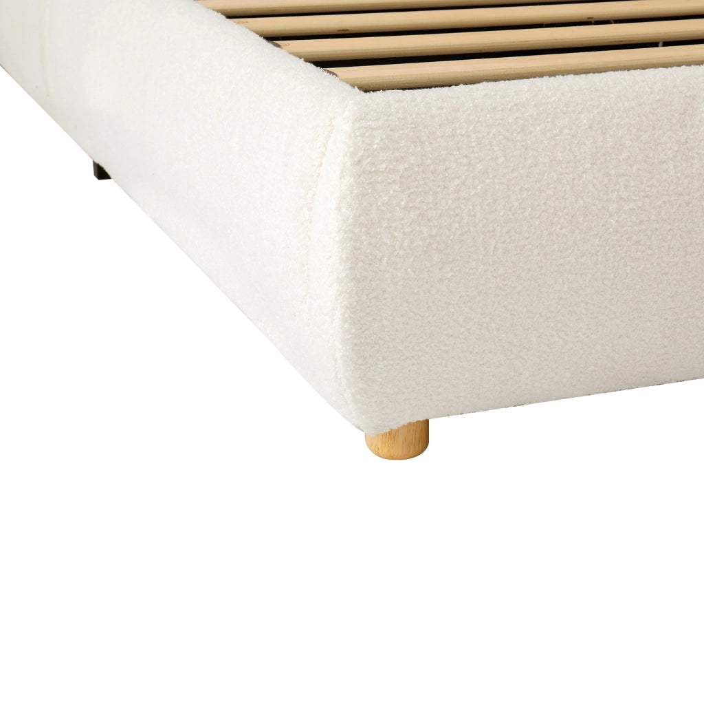 Letto imbottito per bambini bouclé beige con contenitore