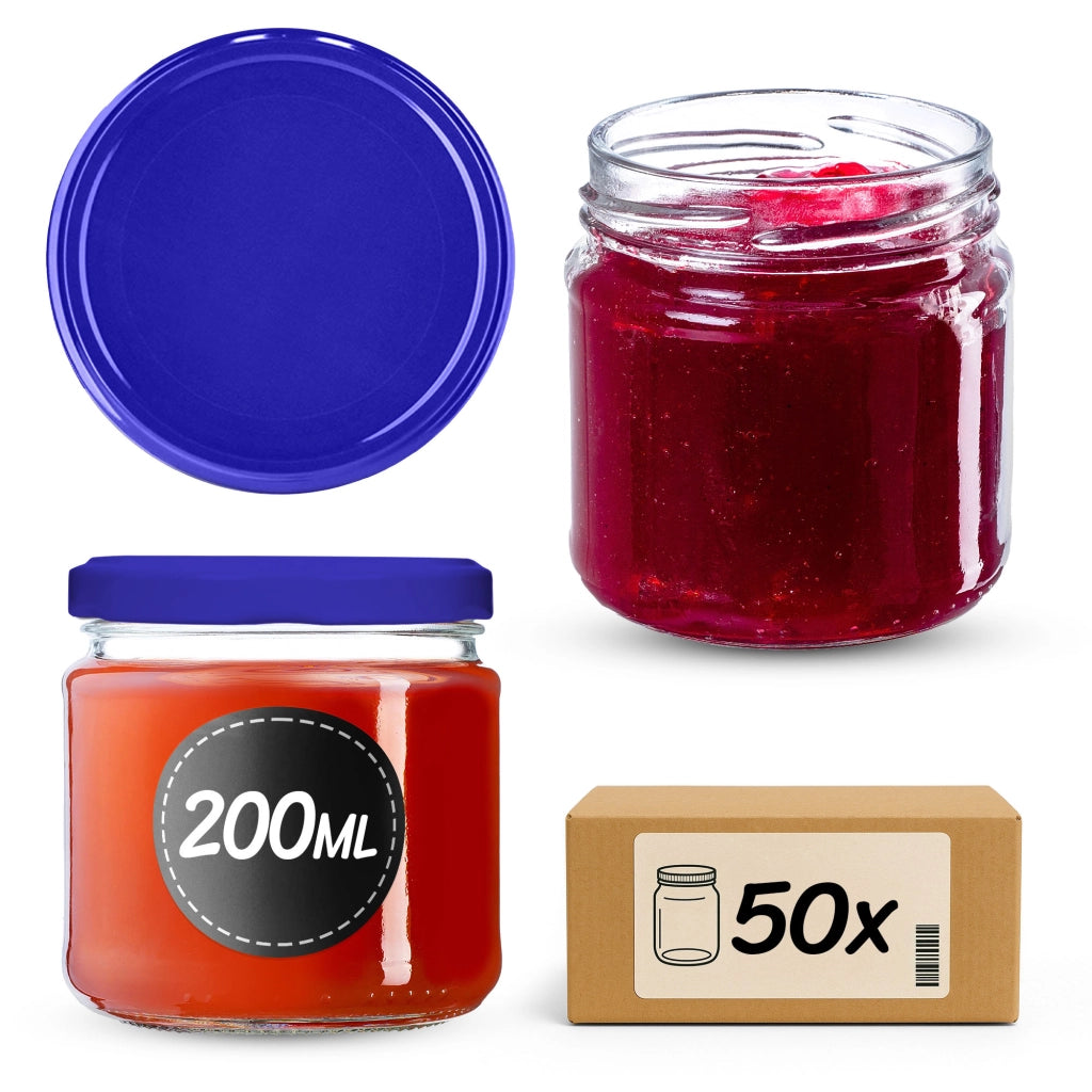 Barattoli per conserve KADAX Lerma 200ml 50 pezzi 66mm + coperchi "Blu navy"