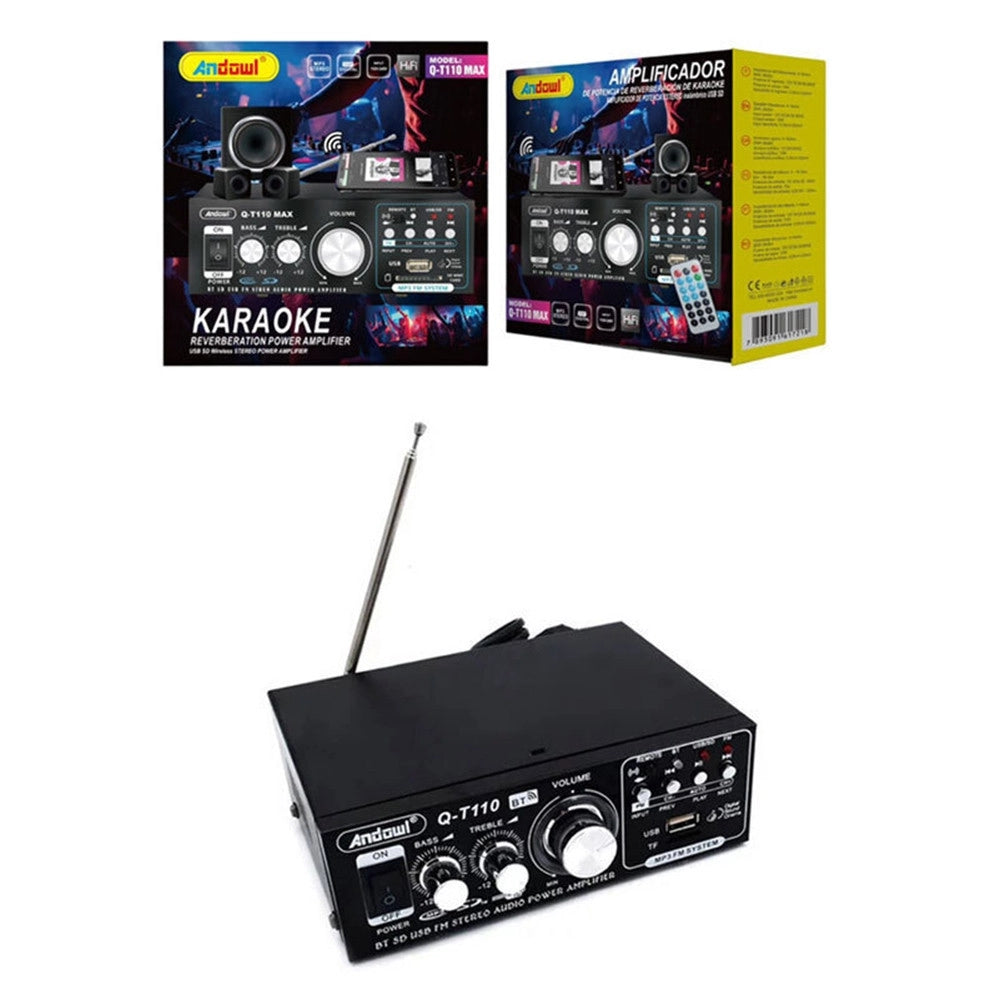Trade Shop - Amplificatore Di Potenza Audio Stereo Hi-fi Q-t110 Max Con Riverbero Karaoke Telecomando -