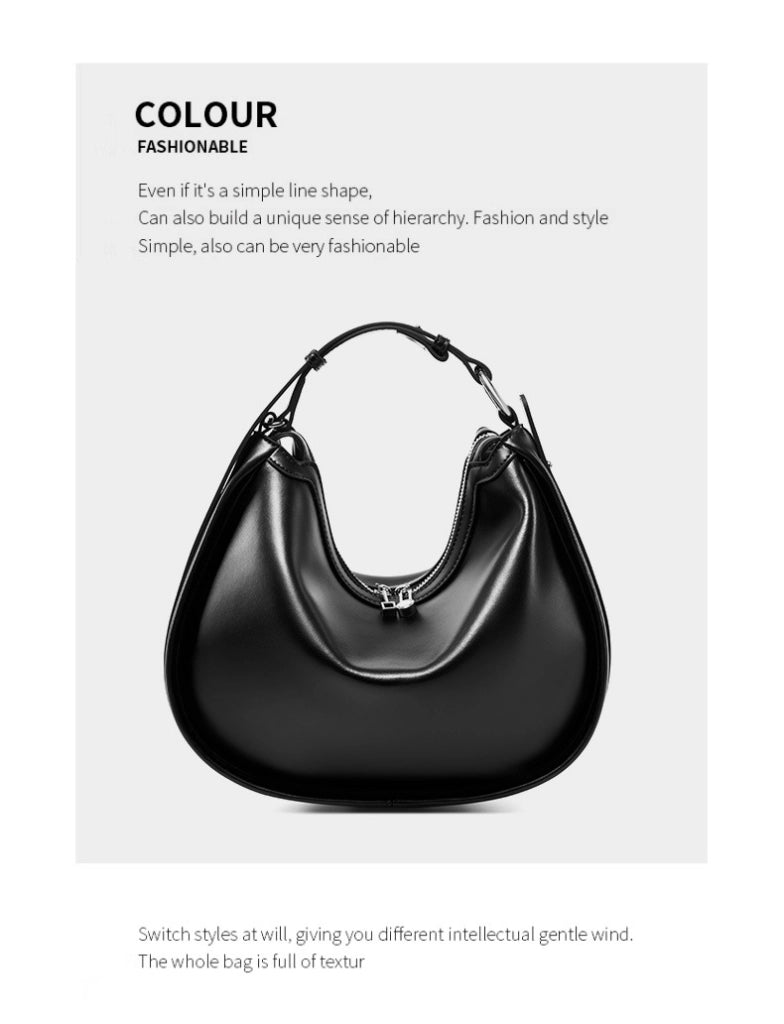 Borsa da donna alla moda in vera pelle, colore nero.