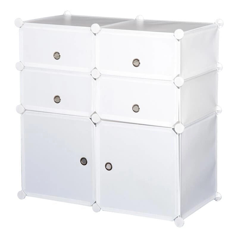ARMADIO GUARDAROBA SCARPIERA MODULARE IN PLASTICA 6 CUBI 75X37X73 CM BIANCO