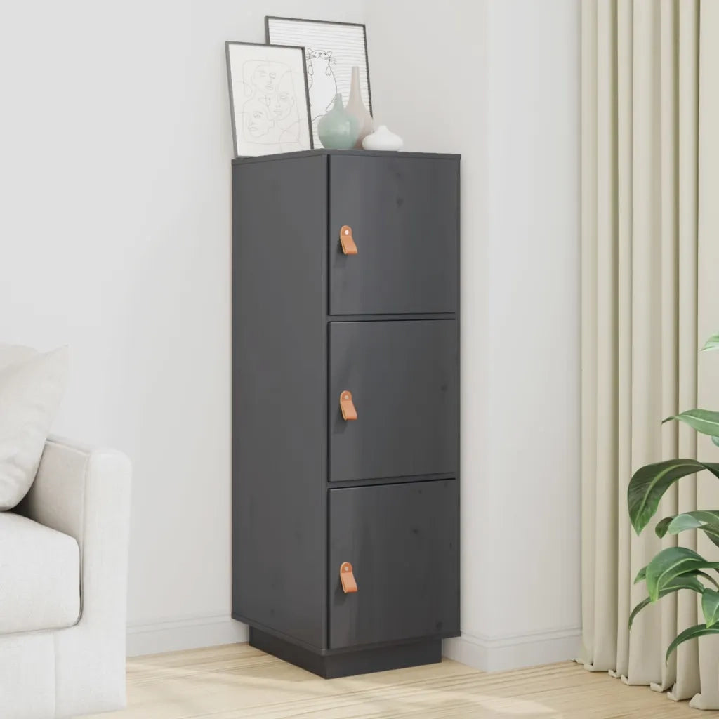 Credenza-Buffet-Armadio da cucina Grigia 34x40x108,5 cm in Legno Massello di Pino 807760