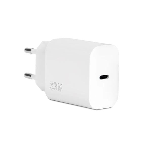 VULTECH CC-133PDCUGWH - CARICATORE UNIVERSALE 1 PORTA TYPE-C PD33 QC 3.0 GAN 33W PPS BIANCO DIMENSIONI COMPATTE