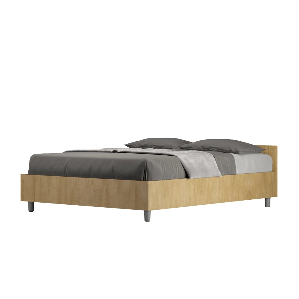 Letto Matrimoniale Francese 140x200 cm con Rete Nuamo Quercia Natura