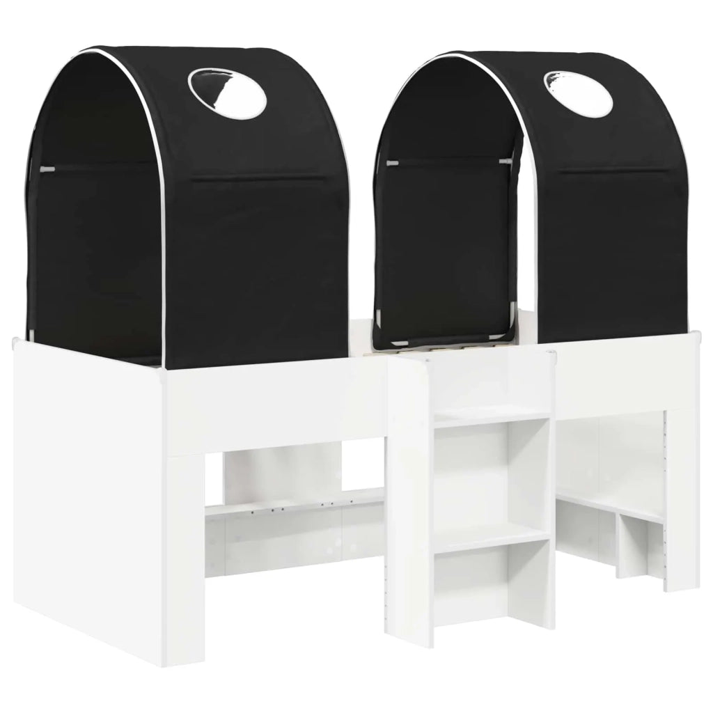 Letto con Tunnel 4 pcs Bianco e Nero Legno ingegnerizzato